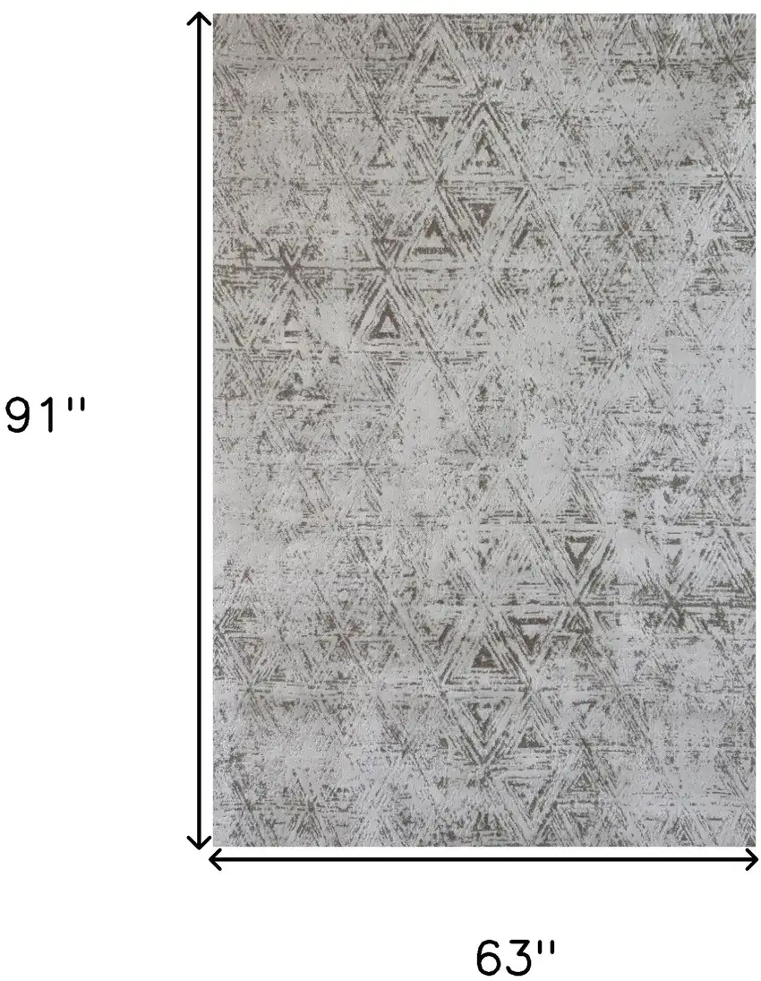 Cream and Beige Abstract Area Rug Photo 4