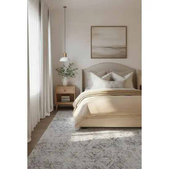 Cream and Beige Abstract Area Rug Photo 6