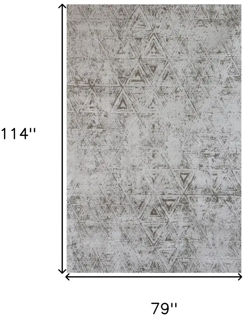 Cream and Beige Abstract Area Rug Photo 4