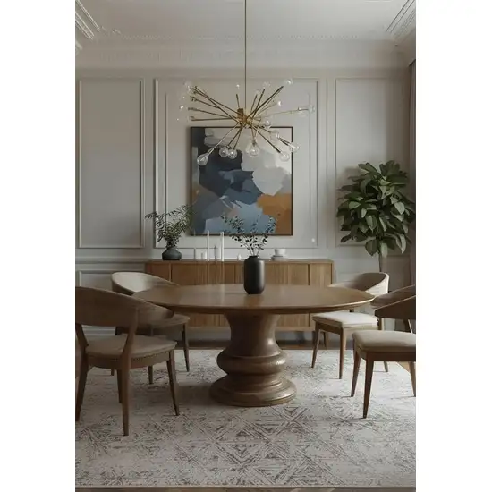 Cream and Beige Abstract Area Rug Photo 6