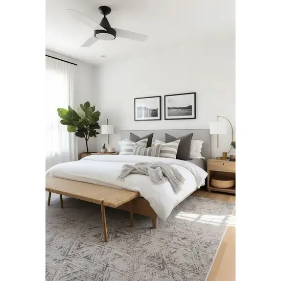 Cream and Beige Abstract Area Rug Photo 7