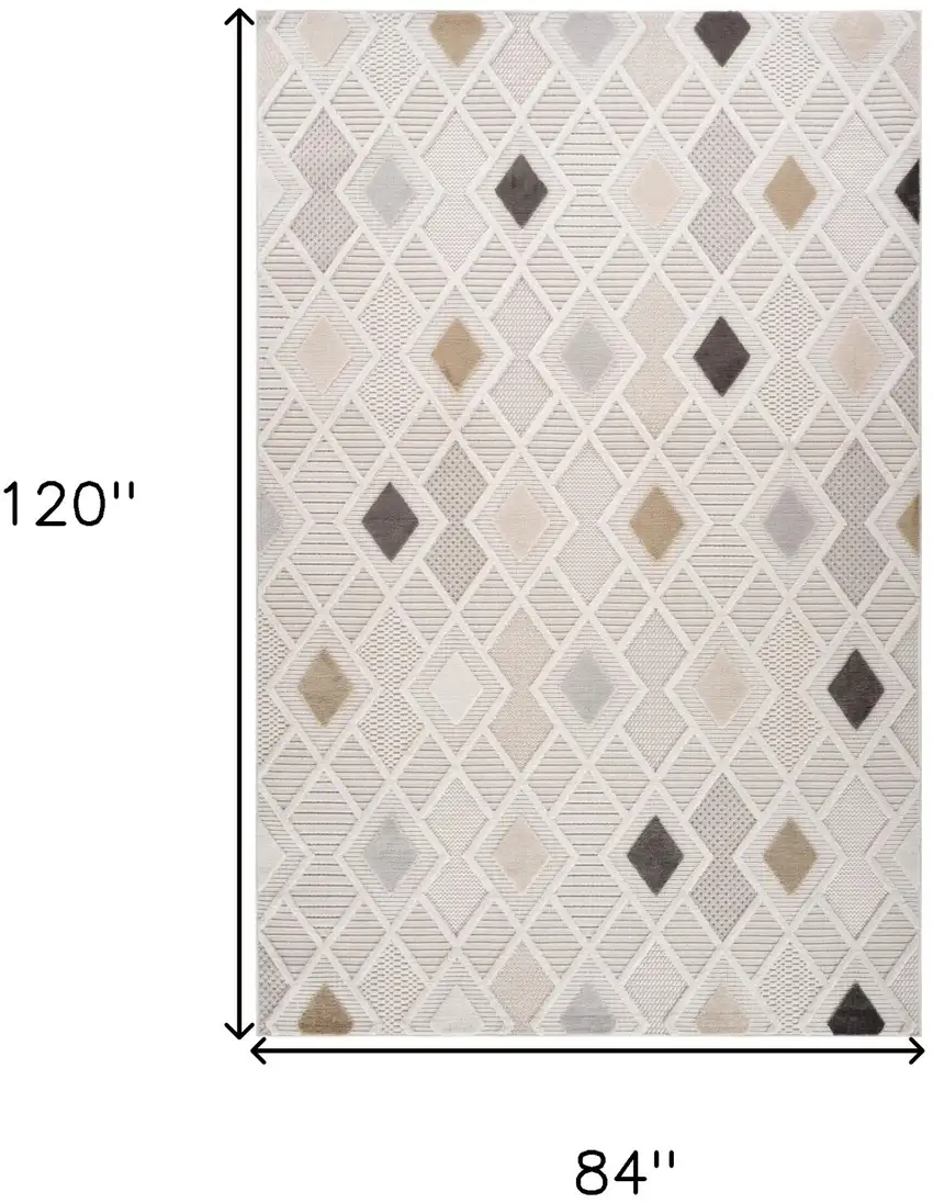 Cream and Beige Abstract Distressed Area Rug Photo 3