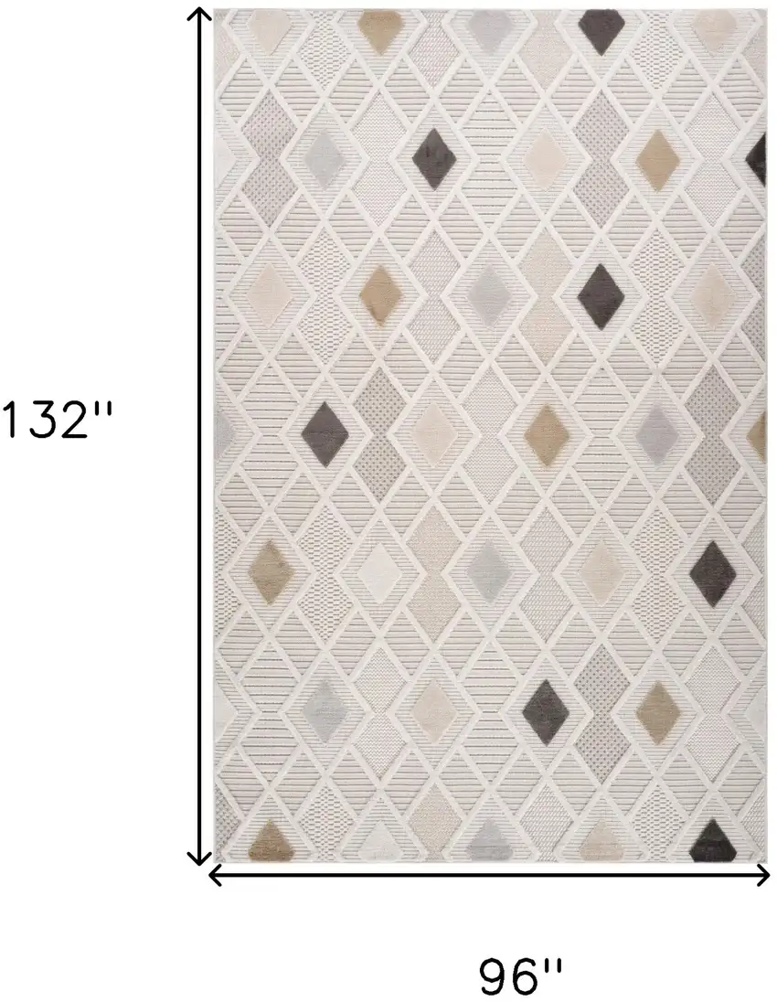 Cream and Beige Abstract Distressed Area Rug Photo 7