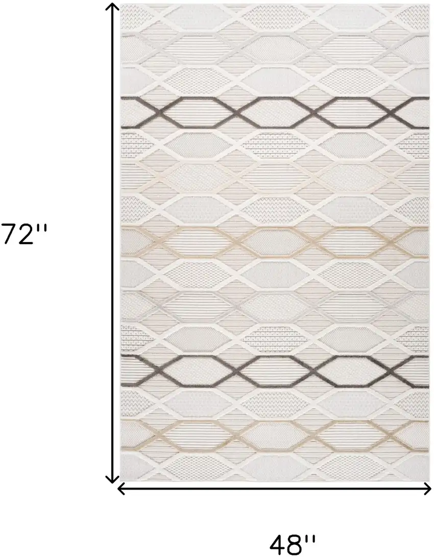 Cream and Beige Abstract Distressed Area Rug Photo 6