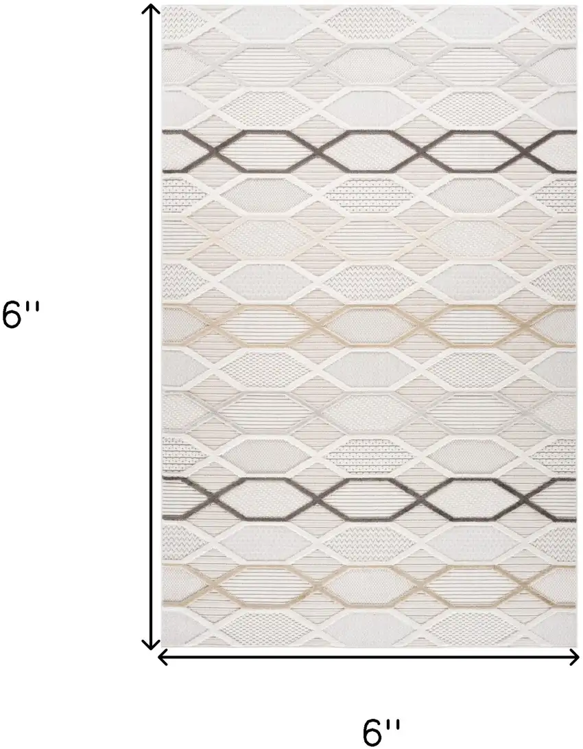 Cream and Beige Abstract Distressed Area Rug Photo 3