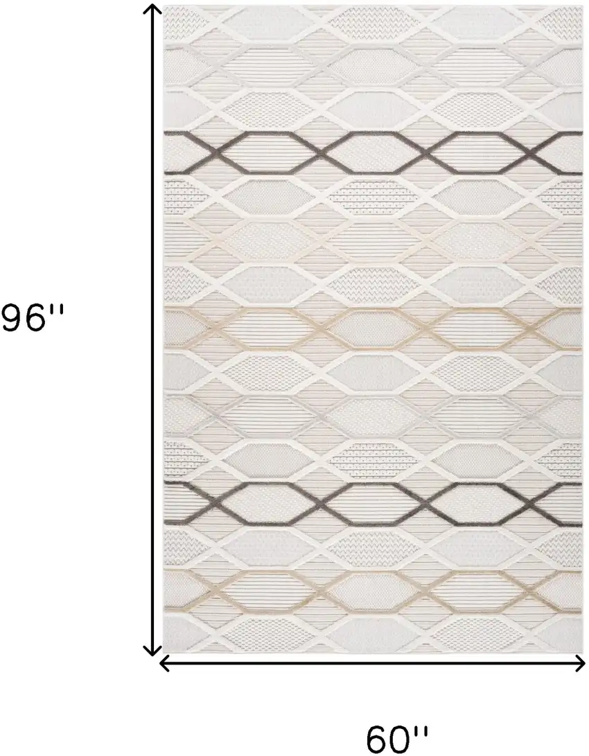 Cream and Beige Abstract Distressed Area Rug Photo 7