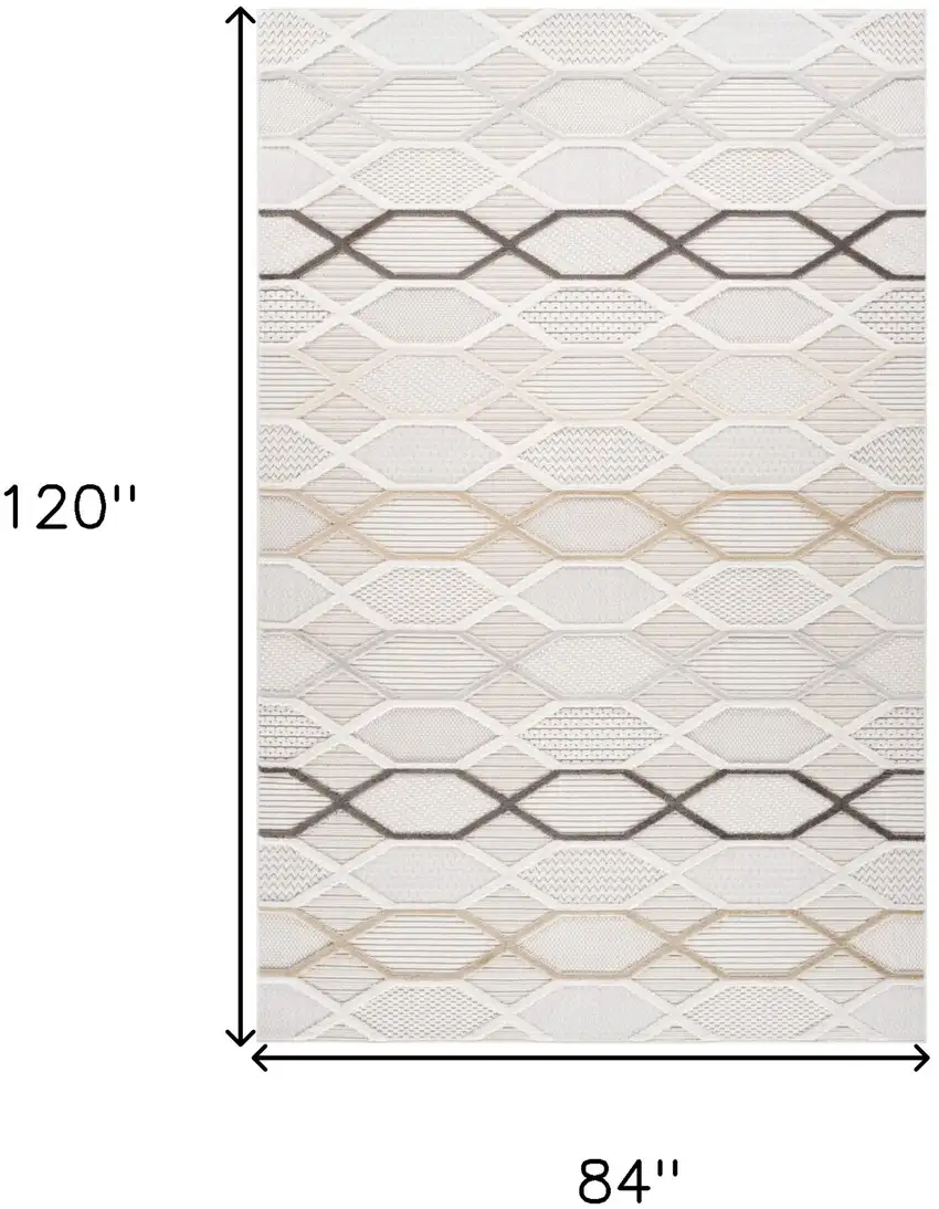 Cream and Beige Abstract Distressed Area Rug Photo 7