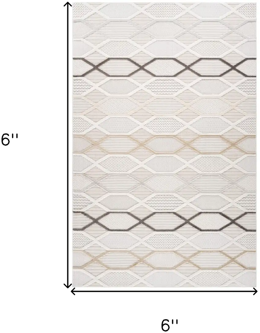 Cream and Beige Abstract Distressed Area Rug Photo 3