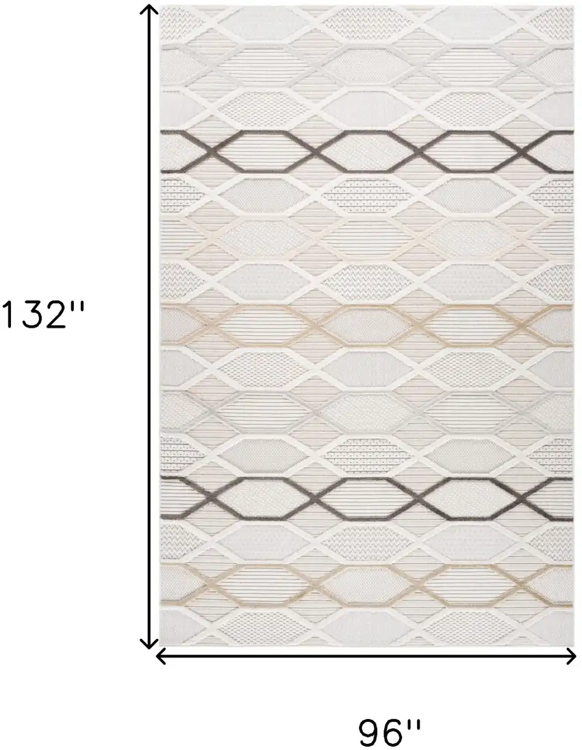 Cream and Beige Abstract Distressed Area Rug Photo 7