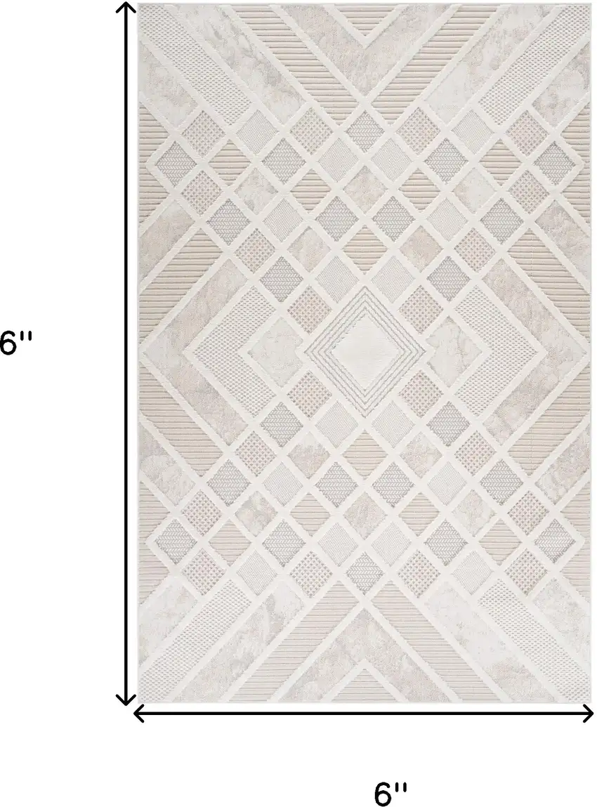 Cream and Beige Abstract Distressed Area Rug Photo 3