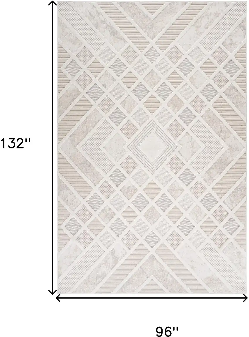 Cream and Beige Abstract Distressed Area Rug Photo 7