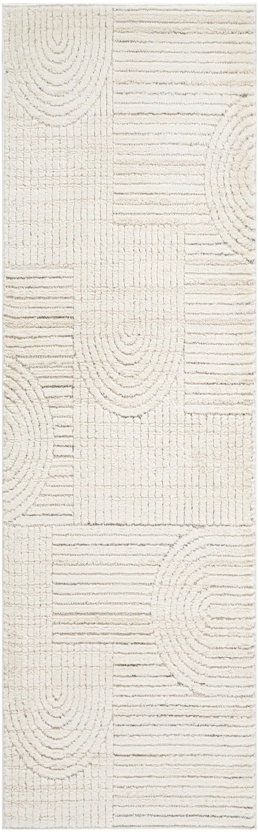 Cream and Beige Abstract Distressed Area Rug Photo 2