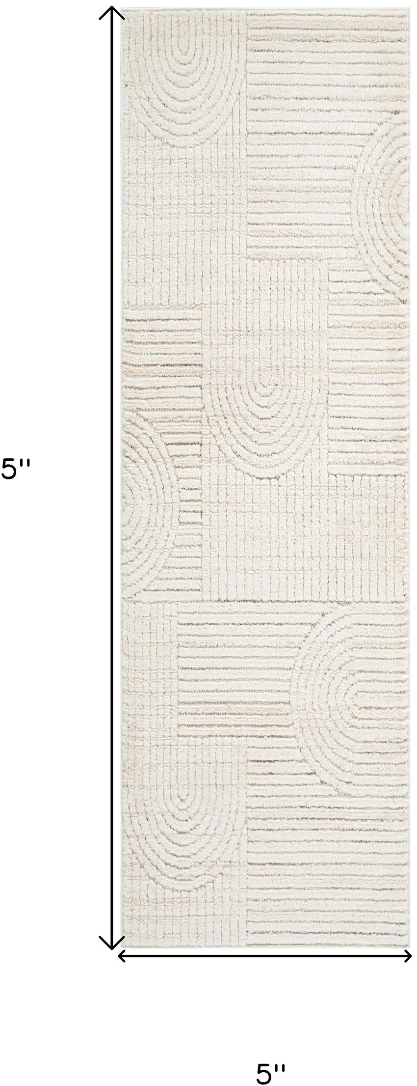 Cream and Beige Abstract Distressed Area Rug Photo 3