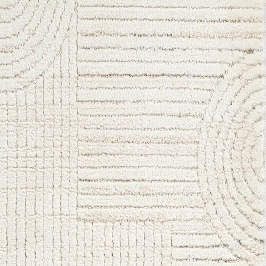 Cream and Beige Abstract Distressed Area Rug Photo 4