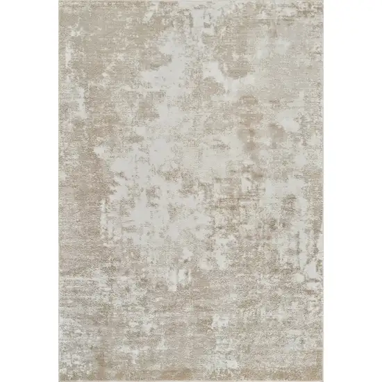 Cream and Beige Abstract Distressed Area Rug Photo 1