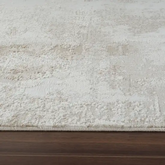 Cream and Beige Abstract Distressed Area Rug Photo 8