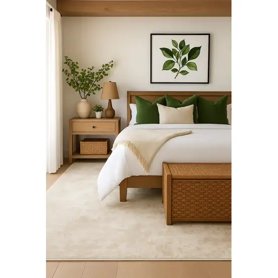 Cream and Beige Abstract Distressed Area Rug Photo 5