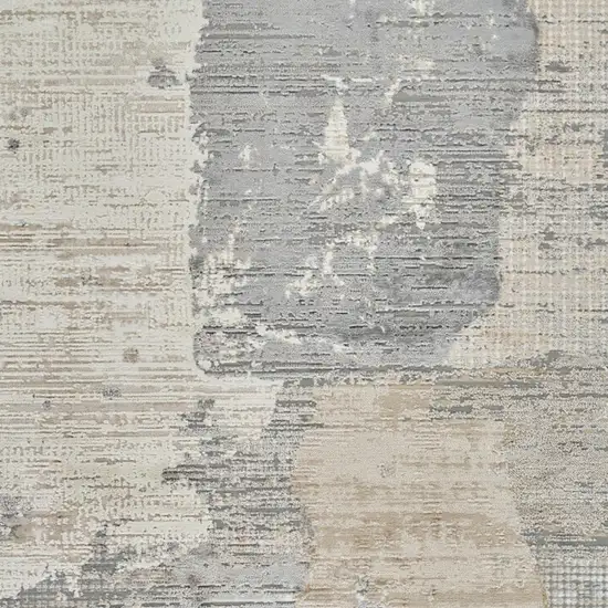 Cream and Beige Abstract Distressed Area Rug Photo 3