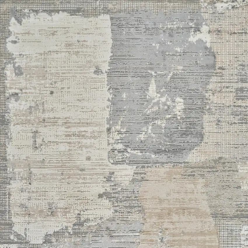 Cream and Beige Abstract Distressed Area Rug Photo 4