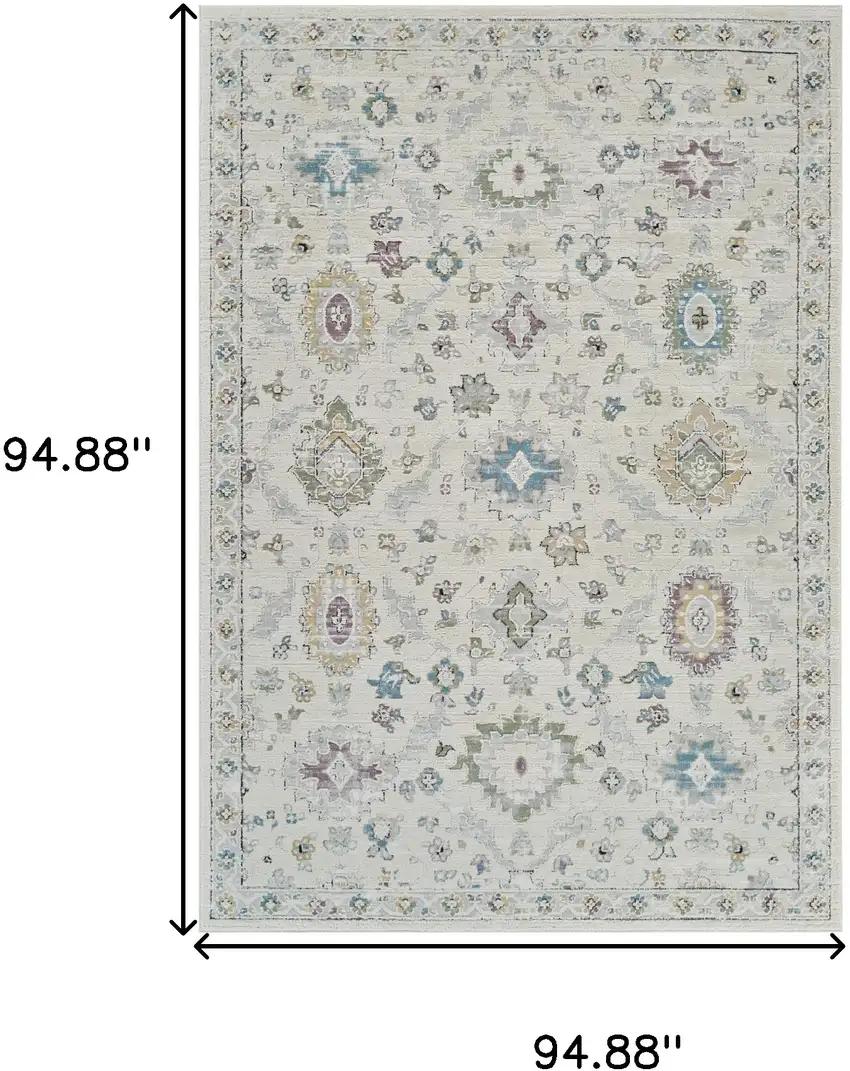 Cream and Beige Abstract Distressed Area Rug Photo 7