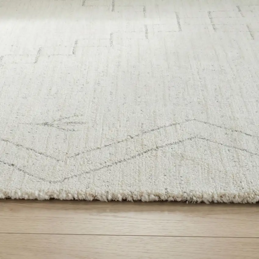 Cream and Beige Abstract Distressed Area Rug Photo 4