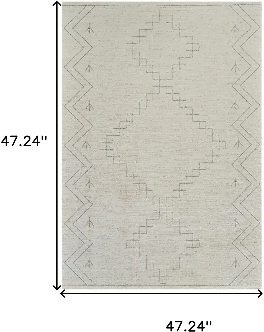 Cream and Beige Abstract Distressed Area Rug Photo 9
