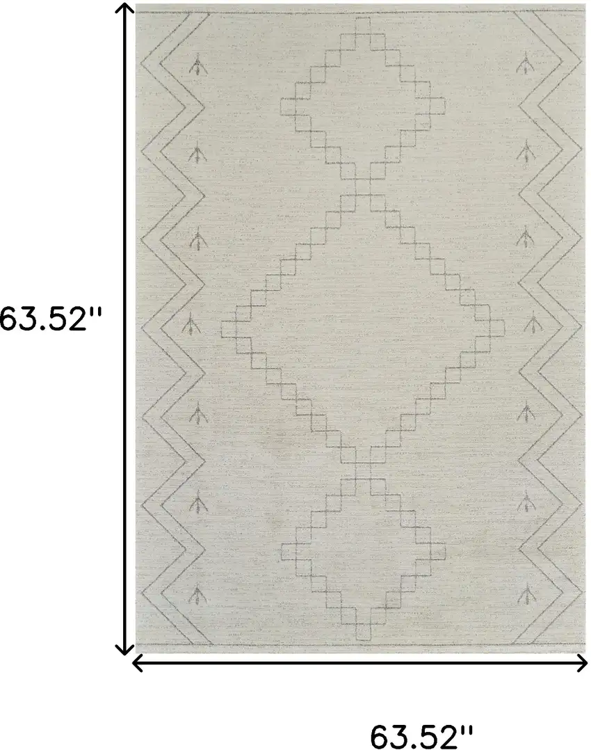 Cream and Beige Abstract Distressed Area Rug Photo 9