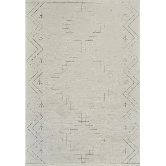 Cream and Beige Abstract Distressed Area Rug Photo 2
