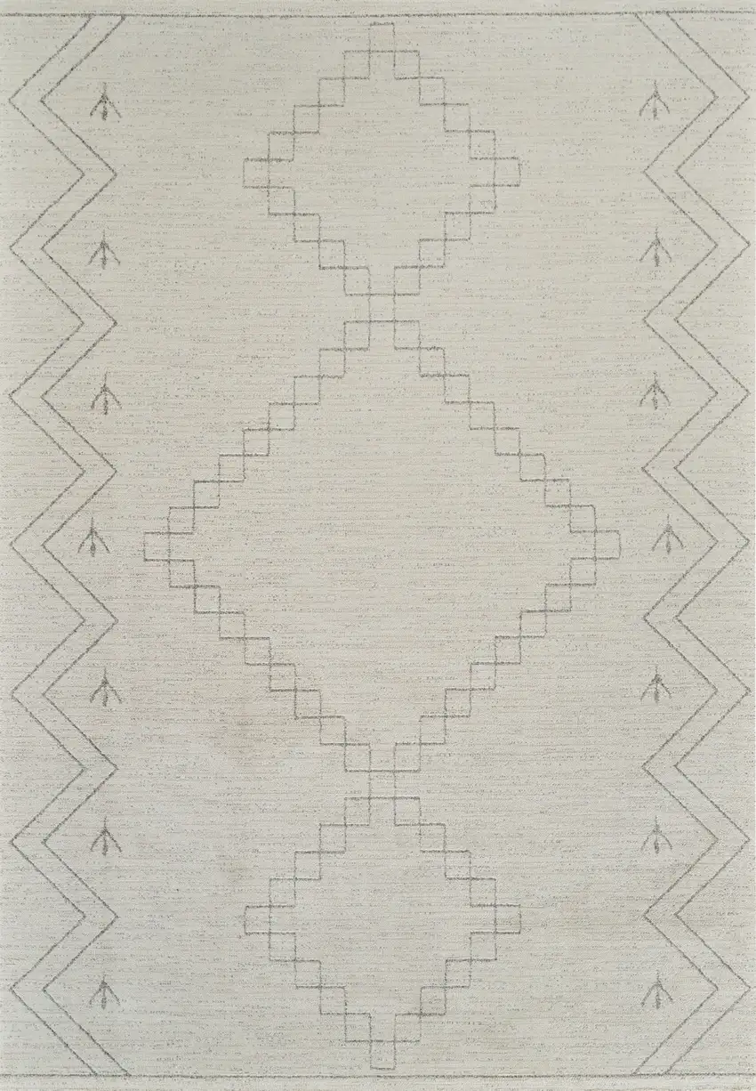 Cream and Beige Abstract Distressed Area Rug Photo 1