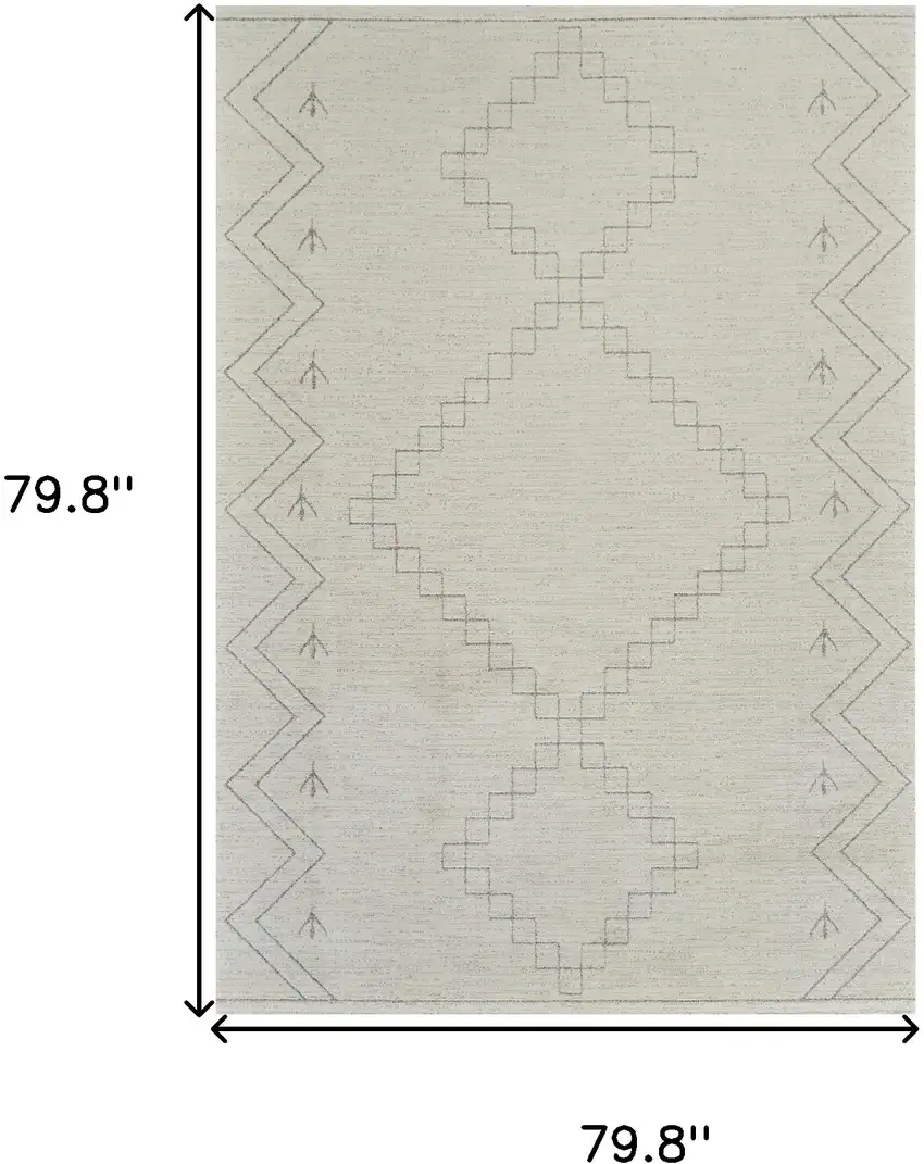 Cream and Beige Abstract Distressed Area Rug Photo 9