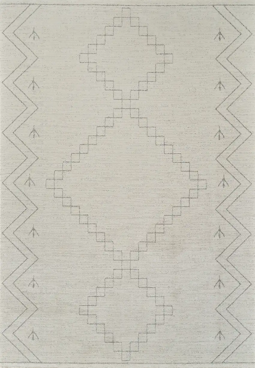 Cream and Beige Abstract Distressed Area Rug Photo 4
