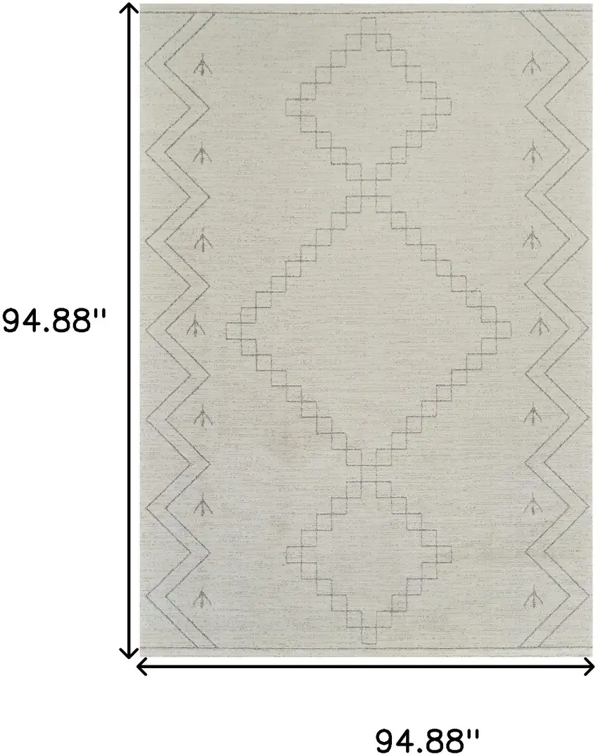 Cream and Beige Abstract Distressed Area Rug Photo 9