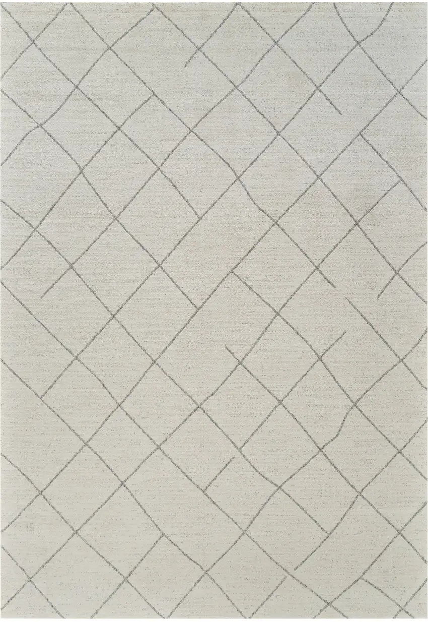 Cream and Beige Abstract Distressed Area Rug Photo 6