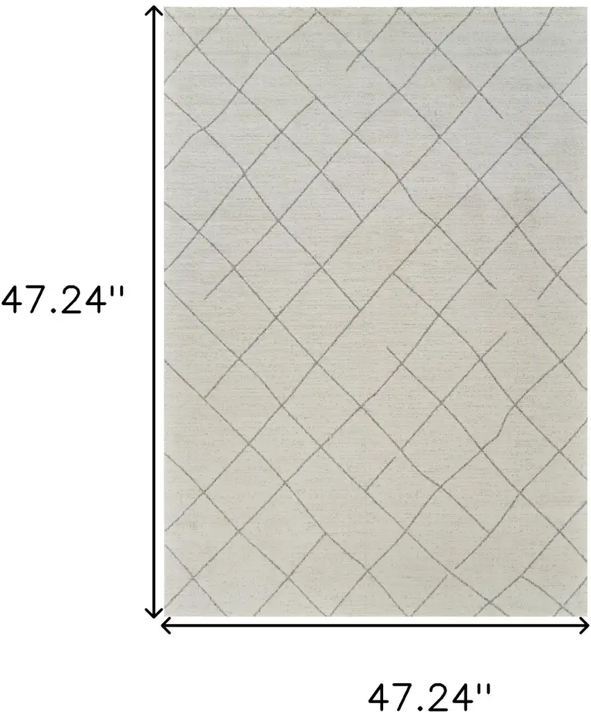 Cream and Beige Abstract Distressed Area Rug Photo 6