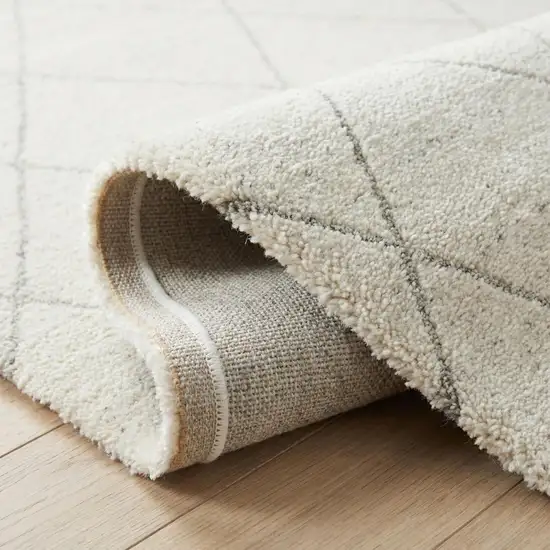 Cream and Beige Abstract Distressed Area Rug Photo 3