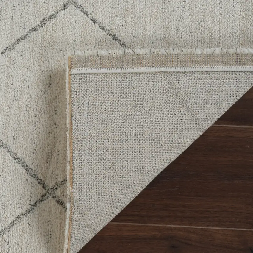 Cream and Beige Abstract Distressed Area Rug Photo 9