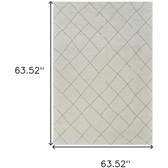 Cream and Beige Abstract Distressed Area Rug Photo 6