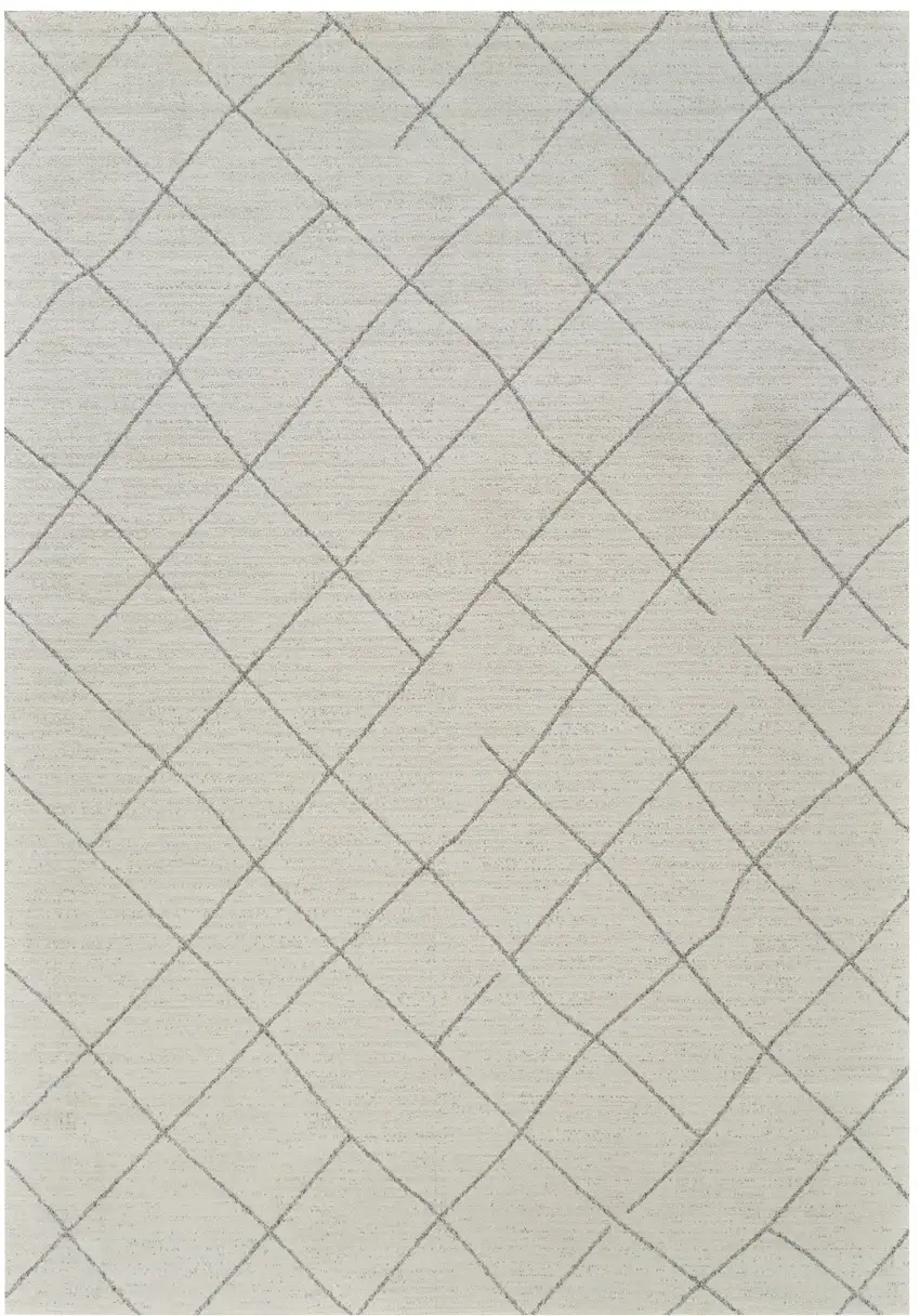 Cream and Beige Abstract Distressed Area Rug Photo 6