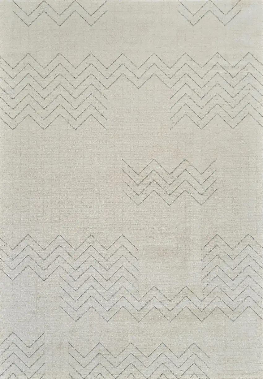 Cream and Beige Abstract Distressed Area Rug Photo 5