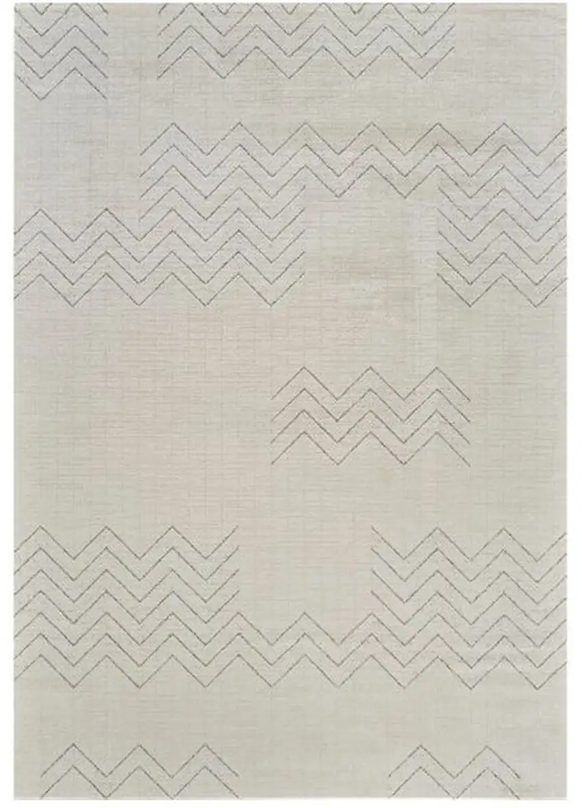 Cream and Beige Abstract Distressed Area Rug Photo 4