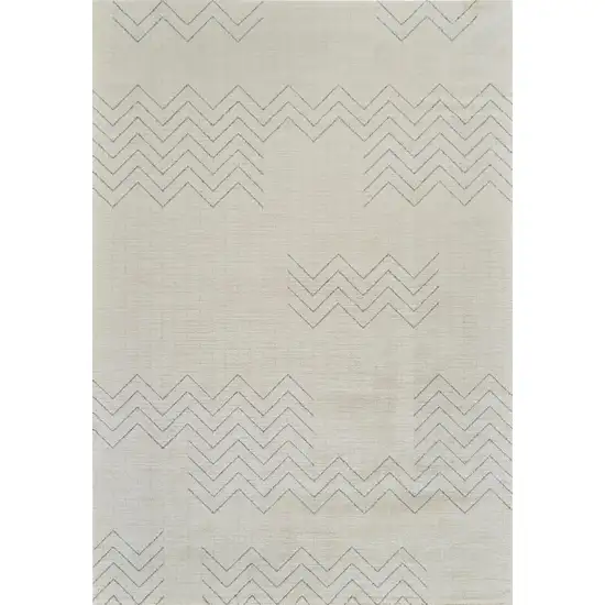 Cream and Beige Abstract Distressed Area Rug Photo 5