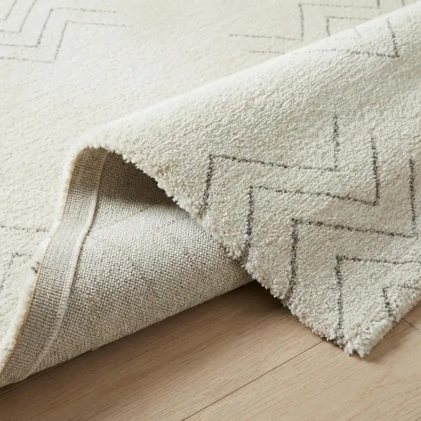Cream and Beige Abstract Distressed Area Rug Photo 3