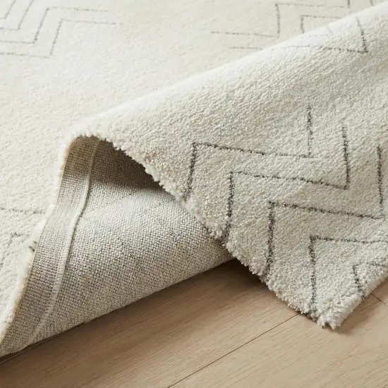 Cream and Beige Abstract Distressed Area Rug Photo 4