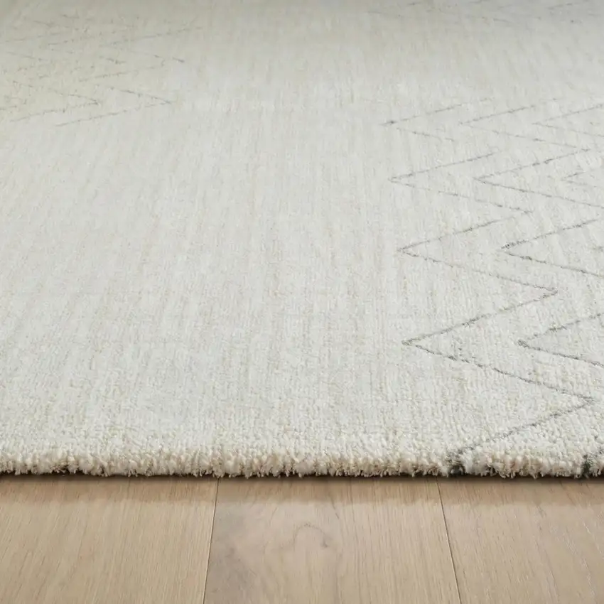 Cream and Beige Abstract Distressed Area Rug Photo 5
