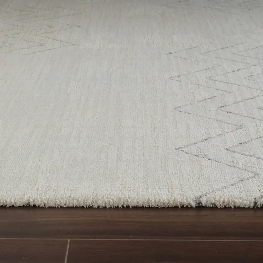 Cream and Beige Abstract Distressed Area Rug Photo 9