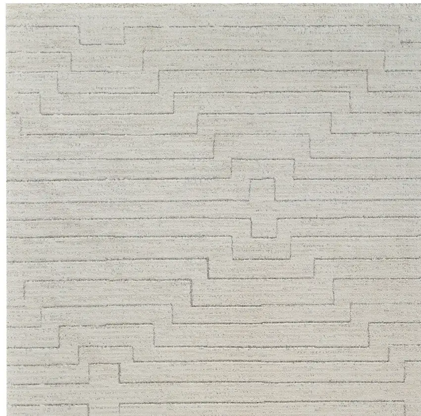 Cream and Beige Abstract Distressed Area Rug Photo 4