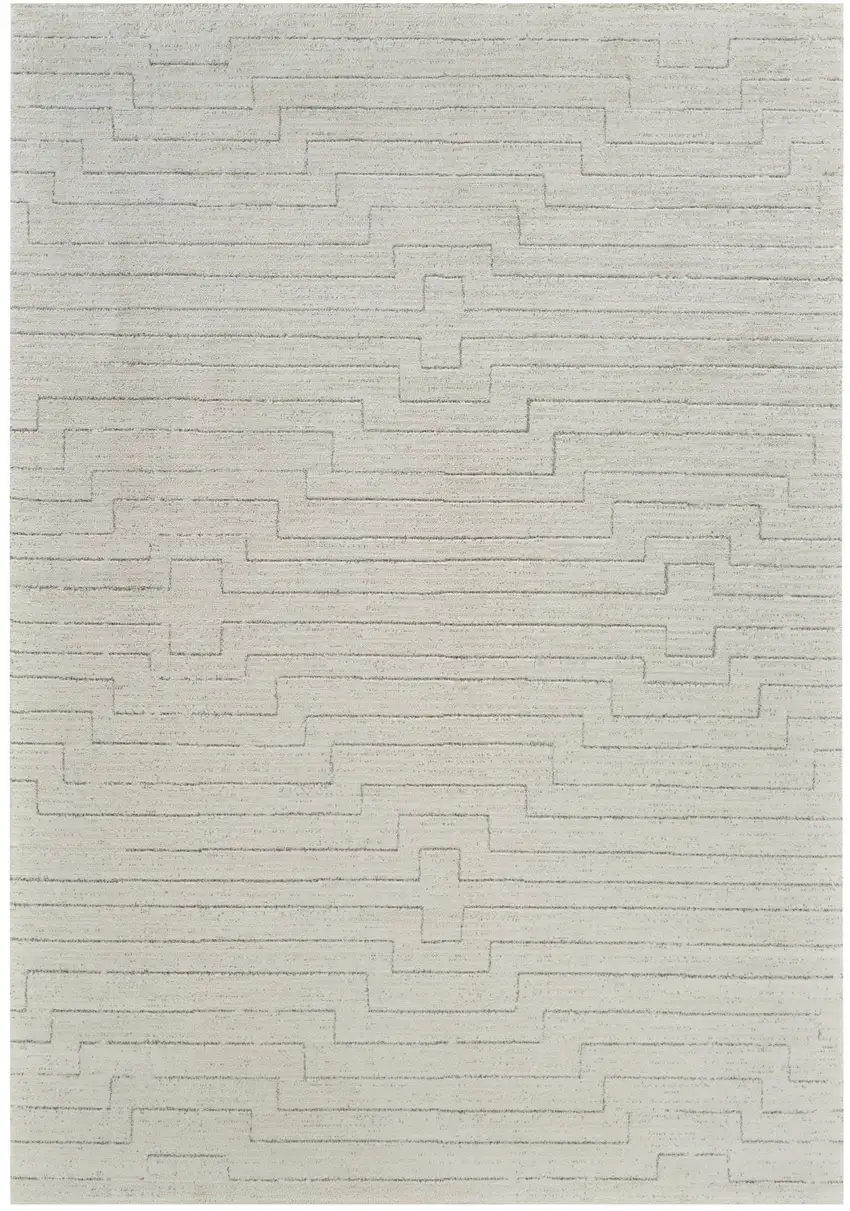 Cream and Beige Abstract Distressed Area Rug Photo 5