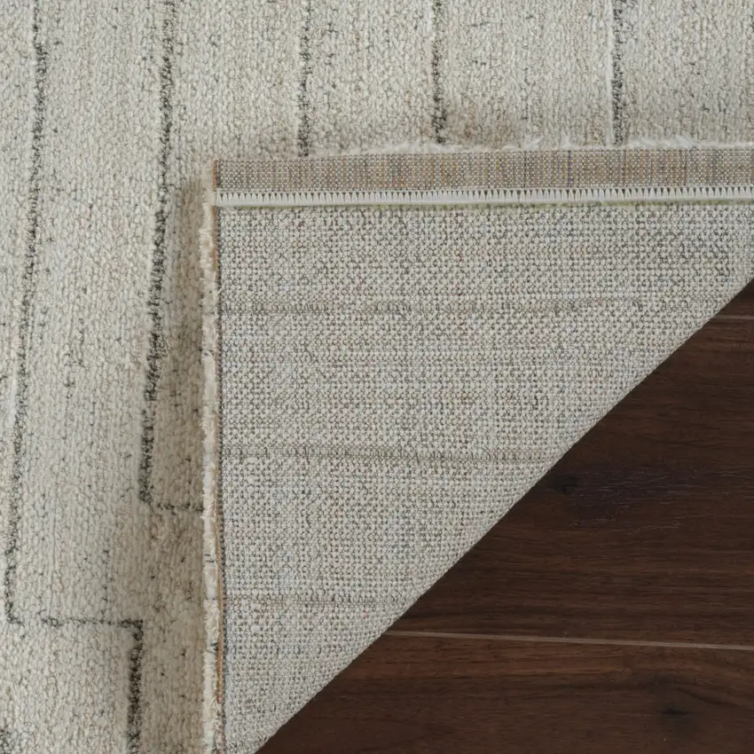 Cream and Beige Abstract Distressed Area Rug Photo 7