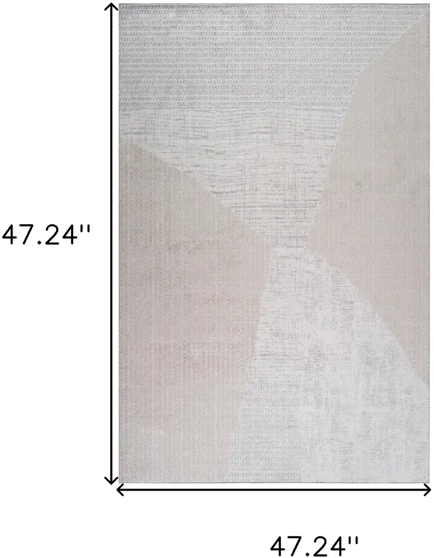 Cream and Beige Abstract Non Skid Area Rug Photo 6