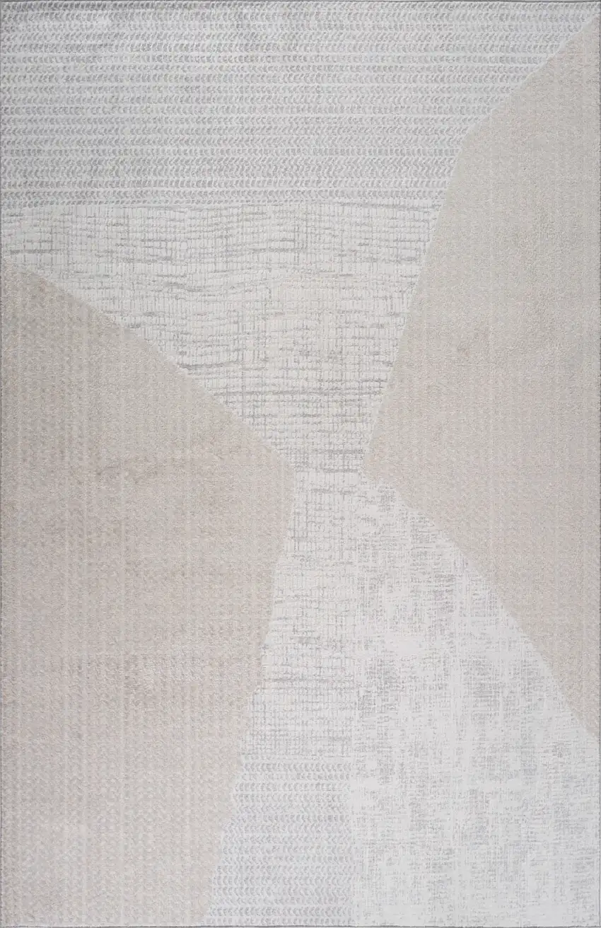 Cream and Beige Abstract Non Skid Area Rug Photo 5